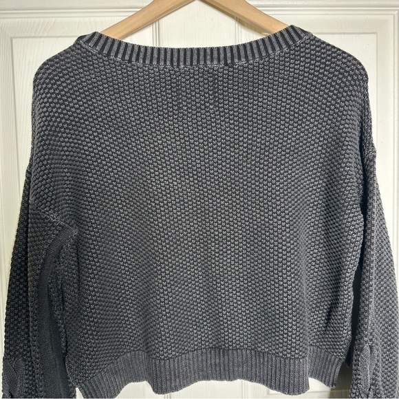Hollister Small Charcoal Textured Knit Cotton Sweater Chic Dark Preppy Goth y2k - Picture 7 of 10